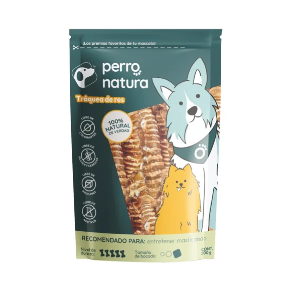 Premios Masticables - Traqueas de Res - Perro Natura - Larga duración - 100& natural de verdad - Libre Pastoreo 200g