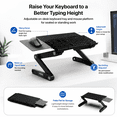 thumbnail image 2 of WorkEZ Adjustable Keyboard Stand, On-Desk Keyboard and Mouse Riser, 2.3 to 18 in., Foldable Aluminum, Black, 2 of 9