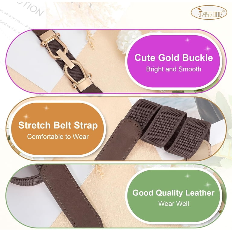 Stretchy Waist Belt with Gold Buckle - Elastic Skinny Belt s-l400.jpg main image 3