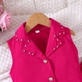 thumbnail image 5 of BLVB Summer Clothes for Girls Toddler Kids 2 Piece Outfits Sleeveless Button Vest with Pleated Skirts Sets for Party, 5 of 7