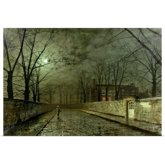 Great BIG Canvas | Rolled John (1836-1893) Grimshaw Poster Print entitled Silver Moonlight, 1880