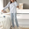 thumbnail image 4 of Jacenvly Nightgowns for Women Casual Fashion Cotton Pajamas for Women Four Seasons New Long Sleeved Loose Fitting Style with Chest Pad Large Home Furnishing Set Sleepwear Blue, 4 of 9