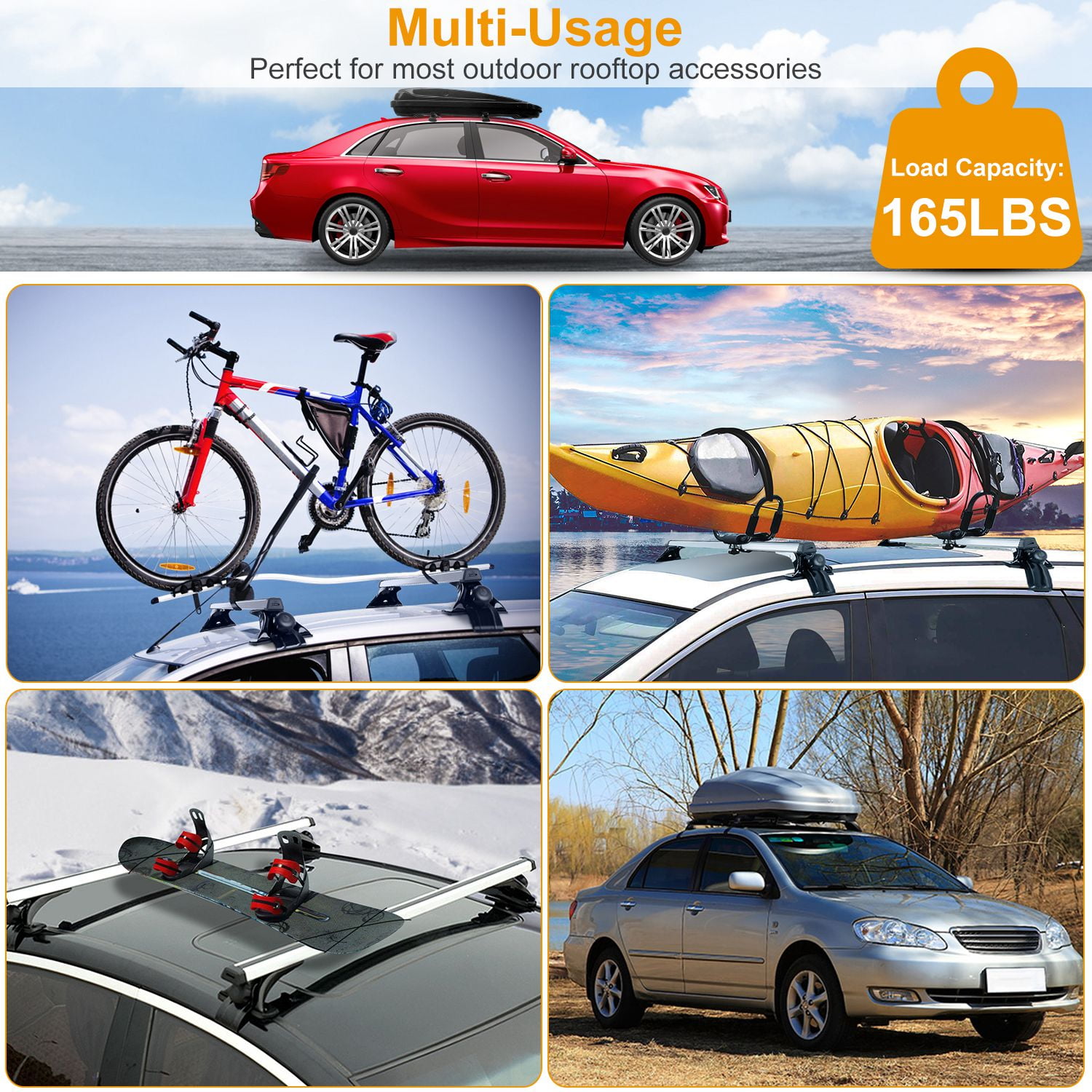 Moclever 47.2" Car Roof Rack, Aluminum Cargo Carrier Roof Rack Crossbars for Most Vehicle Wagon Cars