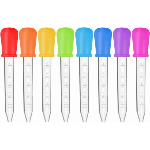 Liquid Silicone 5ml Droppers, 8 Pcs Clear Liquid Medicine Eye Water Dropper with Bulb for Kids, Easy to Use Kid Safe, Plastic Eye Dropper for New Born Baby - Child Friendly Liquid