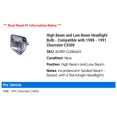 thumbnail image 2 of High Beam and Low Beam Headlight Bulb - Compatible with 1988 - 1991 Chevy C3500 1989 1990, 2 of 2