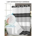 thumbnail image 4 of No Hook Cloth Fabric Shower Curtain with Snap in Liner, Black Grey Stripe Waterproof Shower Curtains Set with See Through Top Window, Modern Art Horizontal Striped Bath Curtains Shower 72"x78", 4 of 6