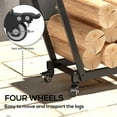thumbnail image 3 of Outsunny 31 Inch Firewood Rack with Swivel Casters,Metal Wood Storage,Holder with Kindling and Tool Hooks,Heavy Duty Log Organizer for Indoor and Outdoor Use,Black,Black Metal Garden Outdoor, 3 of 10