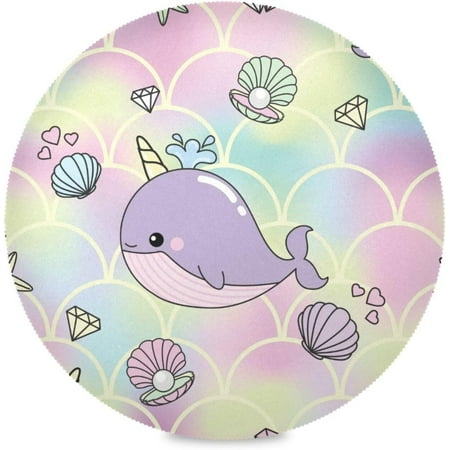 

Coolnut Narwhal Under The Sea Round Placemats Set of 1 Non-Slip Heat Resistant Washable Table Mats for Kitchen Dining Table Decoration 15.4 Inch