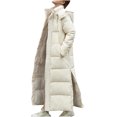 thumbnail image 3 of Long Down Jacket for Women, for Women Zpanxa Winter Warm Coats Lengthened and Thickened Medium Length Down Cotton Jacket Outwear, Gifts for Women Beige L, 3 of 6