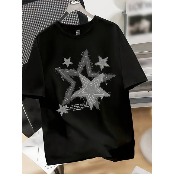 Casual Streetwear Star Graphic Vintage Grunge Y2k Cotton Men's Women's T-Shirt