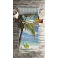 thumbnail image 2 of Ambesonne Tropical Quilted Coverlet 2 Pcs, Palm Trees Coastline, Twin Size, Coconut and Blue, 2 of 2
