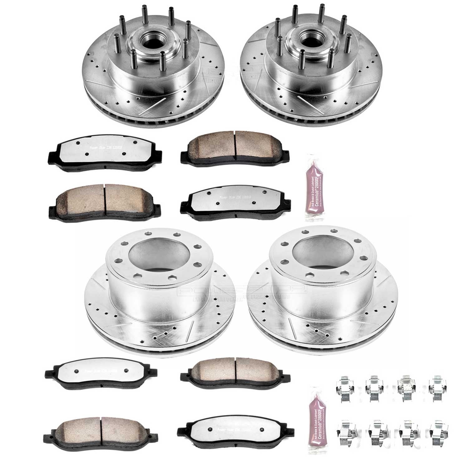PowerStop Front and Rear Z36 Truck & Tow Carbon-Fiber Ceramic Brake Pad and Drilled and Slotted Rotor Kit Fits: FORD Select Models K1797-36