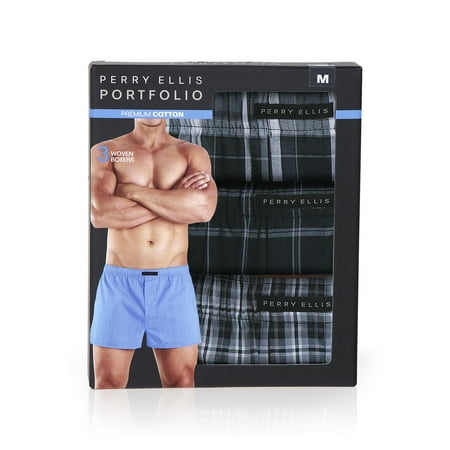 Perry Ellis Portfolio 3 Pack Woven Boxer