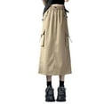thumbnail image 5 of Cargo Skirts for Women High Waist A Line Slimming Skirt Loose Daily Casual Retro Summer Womens Long Skirt with Pocket Khaki S, 5 of 5