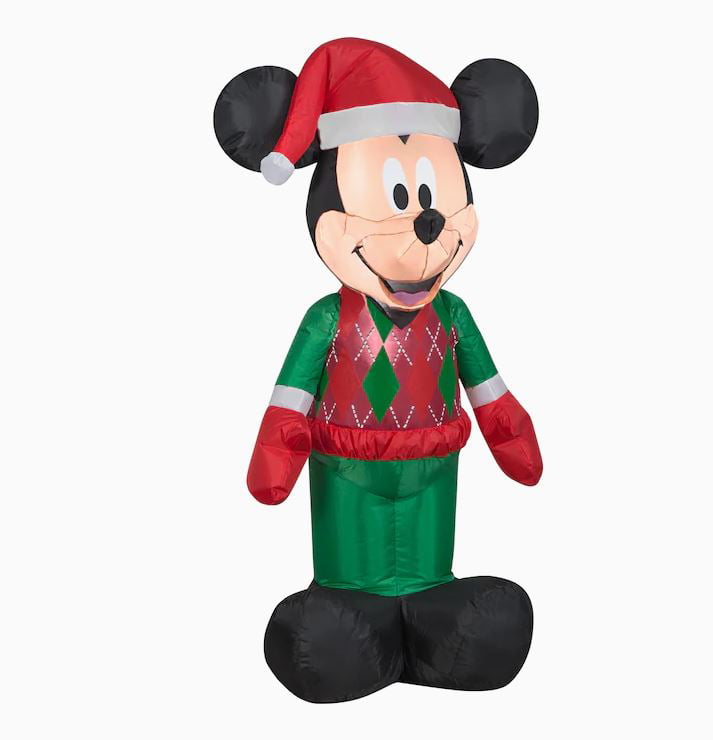 CHRISTMAS INFLATABLE MICKEY MOUSE HUGE 9 ft GEMMY SANTA HAT GIFT SNOW 