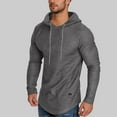 thumbnail image 2 of Men's T-Shirts Hooded Long Sleeve Tshirt Muscle Fit Shirts Men Drawstring Lightweight Blouses Pulover Sweatshirts, 2 of 7