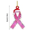 thumbnail image 3 of Cancer 2D Flat Christmas Ornament, Pink Fight Ribbon Survivor Women Wreath Pine Tree Decor, Hanging House Charm Eve Keepsake, Car Rear View Mirror Accessories - G, 3 of 5
