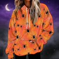 thumbnail image 7 of Frostluinai Halloween Sweatshirts for Women Skooky Season Athletic Sherpa Hoodie Spider Web Print Flannel Fluffy Warm Hoodies Pullover with Pockets, 7 of 7