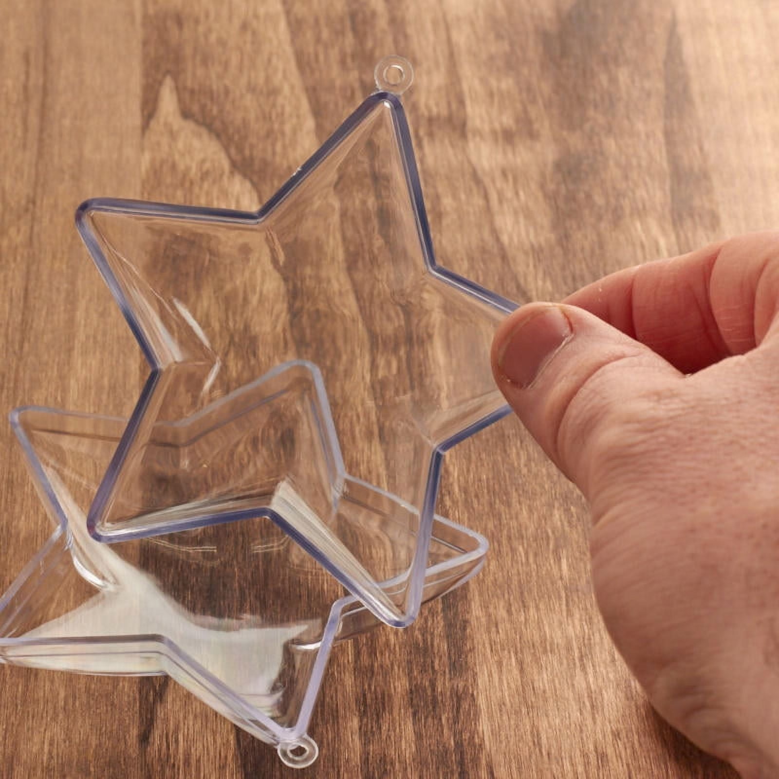 12pc Acrylic Fillable Clear Star Ornaments 90mm - for Christmas and Crafts - Factory Direct Craft