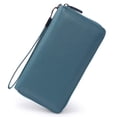 thumbnail image 4 of Cartera Bveyzi de piel con bloqueo RFID para mujer, color azul lago, 4 of 8