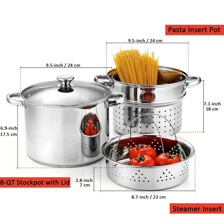 ALL-CLAD 12 QT Multi Pot 4 Piece Stock Pot Pasta & Steamer Inserts w/ Lid