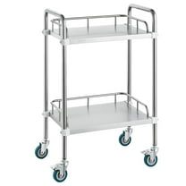 VEVOR Lab Rolling Cart, 2-Shelf Stainless Steel Rolling Cart, Lab Serving Cart with Swivel Casters, Dental Utility Cart for Clinic, Lab, Hospital, Salon, 15.16"x21.57"x34.06"