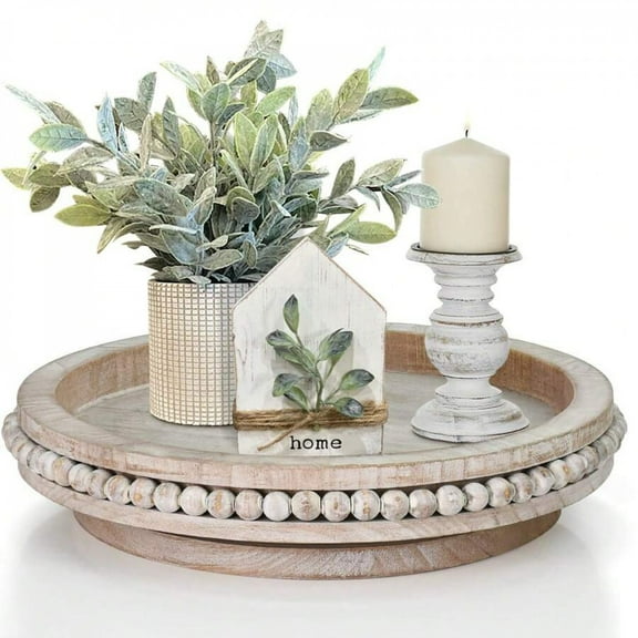 JQDWMDLX Decorative Tray Riser,Counter Lazy Susan Turntable Organizer with Beads,360 Degrees Rotating Display Stand for Spice Racks,Centerpiece Tray