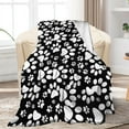 thumbnail image 6 of Hxlazmoo Black Dog Paw Print Flannel Throw Blanket - Soft & Cozy Blanket for Sofa, Bed, Home Decor | All-Season Use, Perfect Gift for Pet Lovers, 6 of 6