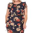 thumbnail image 5 of Women's Plus Size Floral Work Dresses Short Sleeve Round Neck with Belt, 5 of 6