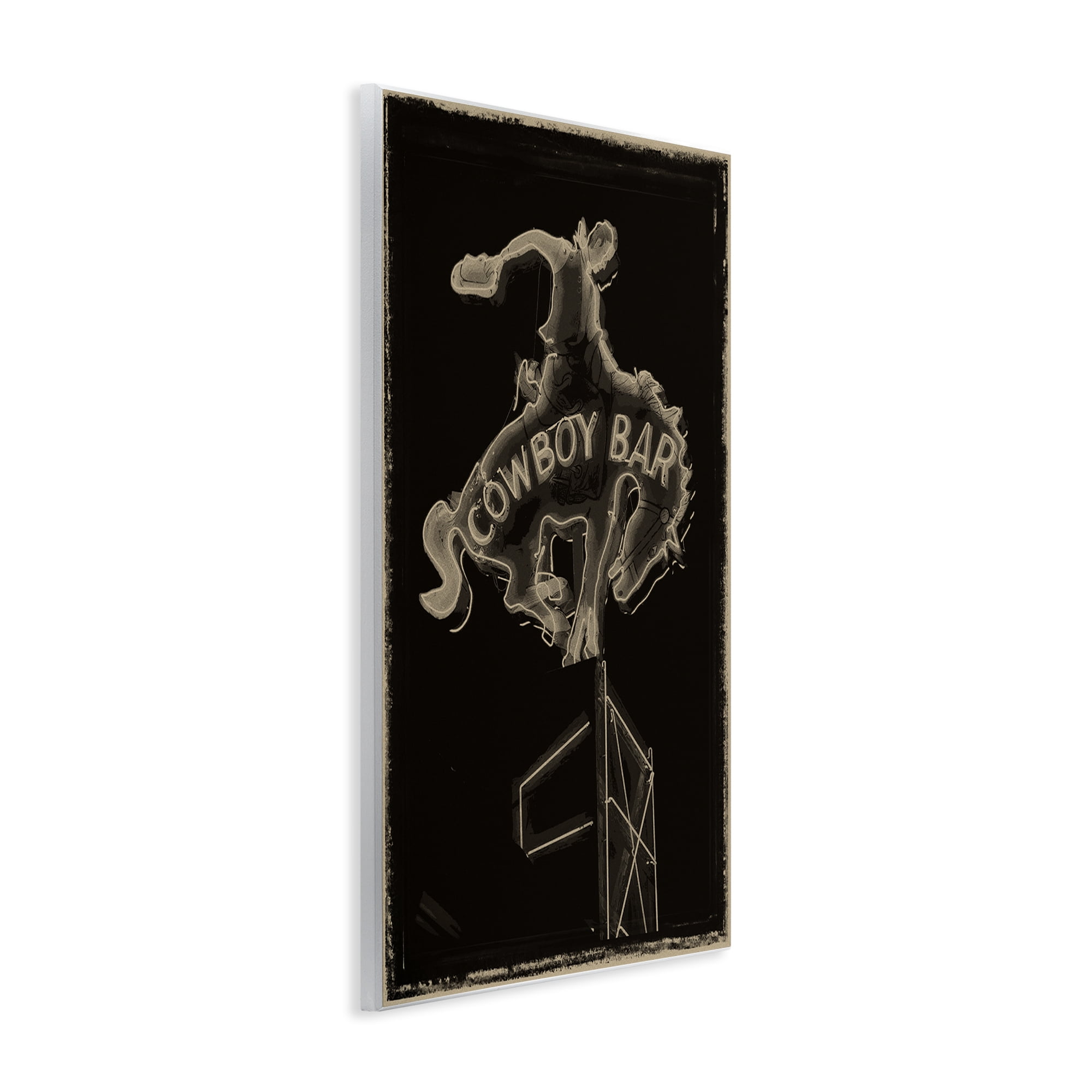 Stupell Industries Cowboy Bar on Black Wall Plaque Art, design by Grotto Studios