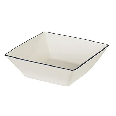 

PEARL KINZOKU Fuchisai Clean Coat Square Bowl White & Navy Yamanaka-nuri Made in Japan Microwave Safe K-6333