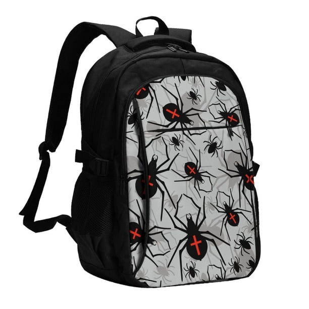Easygdp Spiders Mochila para Laptop de Viaje con Puerto USB, Mochila para Laptop con Puerto de Carga USB para Mujeres y Hombres