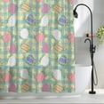 thumbnail image 2 of Easter Bunny Shower Curtain Set, Waterproof Shower Curtains for Bathroom, Colorful Eggs Spring Leaves Daisy Yellow Green Check Washable Fabric Bath Curtain for Bathtub with Hooks 66x72 Inches, 2 of 9