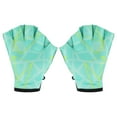 thumbnail image 1 of Unique Bargains Webbed Swimming Aquatic Gloves Printing Water Resistance Training Gloves Light Green, L, 1 of 7