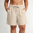 thumbnail image 2 of TEAJOPSUU Summer Plus Size Shorts for Women Drawstring Elastic Waist Bermuda Shorts with Pockets Casual Solid Daily Shorts Khaki, 2 of 9