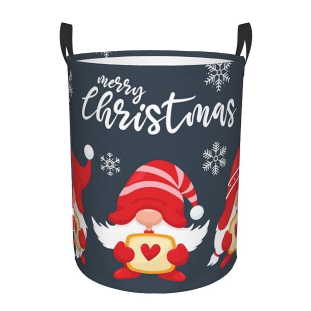 Fotbe Cute Christmas Gnomes (2) Cesto de Ropa con Asas, Cesto Impermeable de Gran Capacidad, Bolsa de Lavado para Dormitorio, Cesto de Ropa con Ruedas y Asas-Medium
