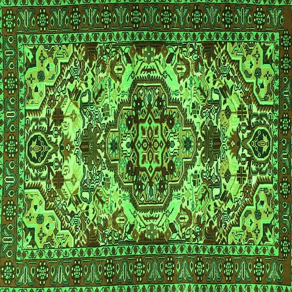 Ahgly Company Indoor Square Persian Green Traditional Area Rugs, 5' Square