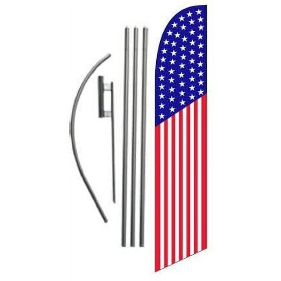 American US Banner Flag 50 stars 15ft Feather Banner Flag Set - INCLUDES 15FT POLE KIT w/HARDWARE