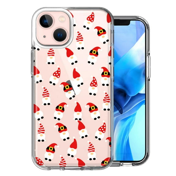 MUNDAZE Case for Apple iPhone 15 Hybrid Shockproof Slim Hard Soft TPU Shell Heavy Duty Protective Phone Cover - Cute Red Christmas Holiday Santa Gnomes