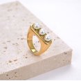 thumbnail image 2 of Simple Vintage Square Pearl Titanium Steel Ring, 2 of 5