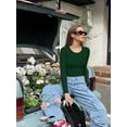 thumbnail image 3 of MOYIKO Round Neck Long Sleeve BodySuits Womens Slim Fitted Tight Basic Tops, 3 of 8
