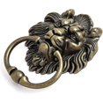 thumbnail image 2 of Manija de puerta de león de bronce antiguo Aldaba clásica con cabeza de león, 2 of 4