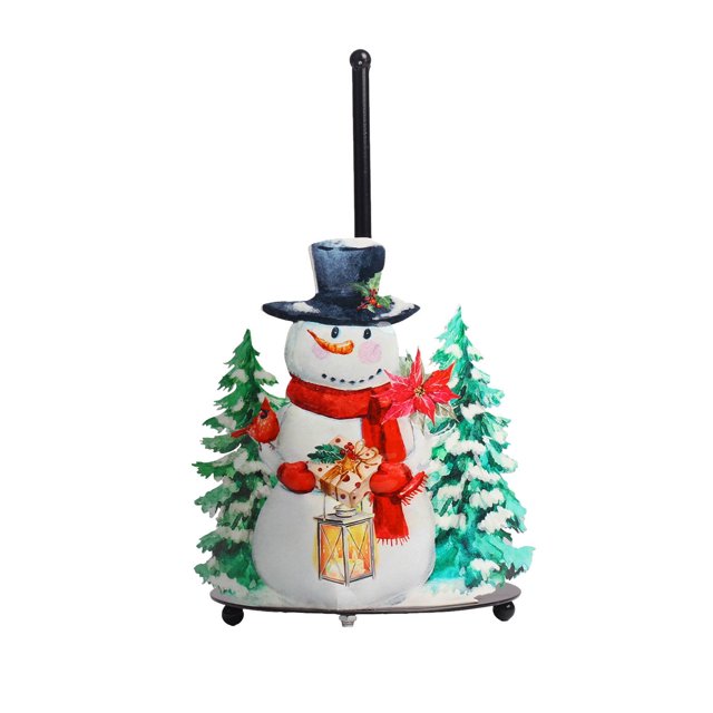 Porta toallas de papel navideño Porta rollos de papel con peso de muñeco de nieve navideño Accesorios de cocina y baño Porta rollos de papel Decoración navideña (1 pieza)