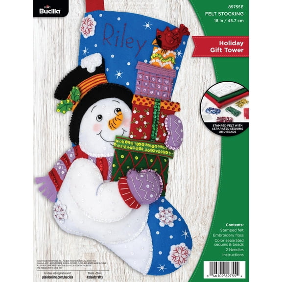 Bucilla Holiday Gift Tower 18 in Multicolor Felt Stocking Kit
