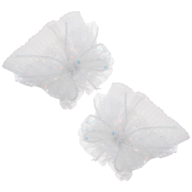 BRIGHTFUFU 2Ud Brazaletes De Encaje Con Lentejuelas Para Mujer Accesorios Lolita Para Fiesta Y