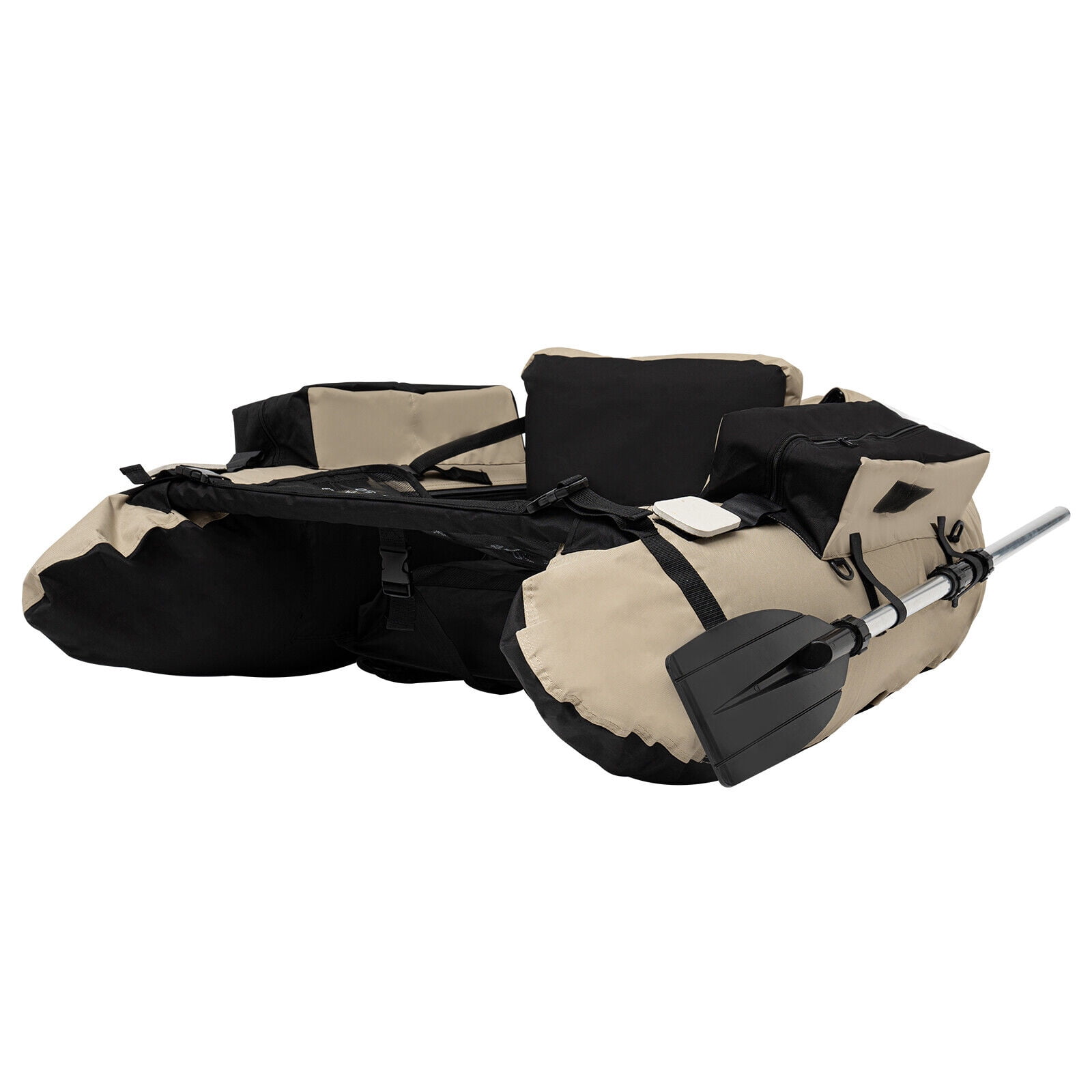 Inflatable Fishing Boat With Adjustable Shoulder Straps And Carrying Handle Khaki Oxford Cloth Fishing Boat, U-shaped Outdoor Fishing Boat