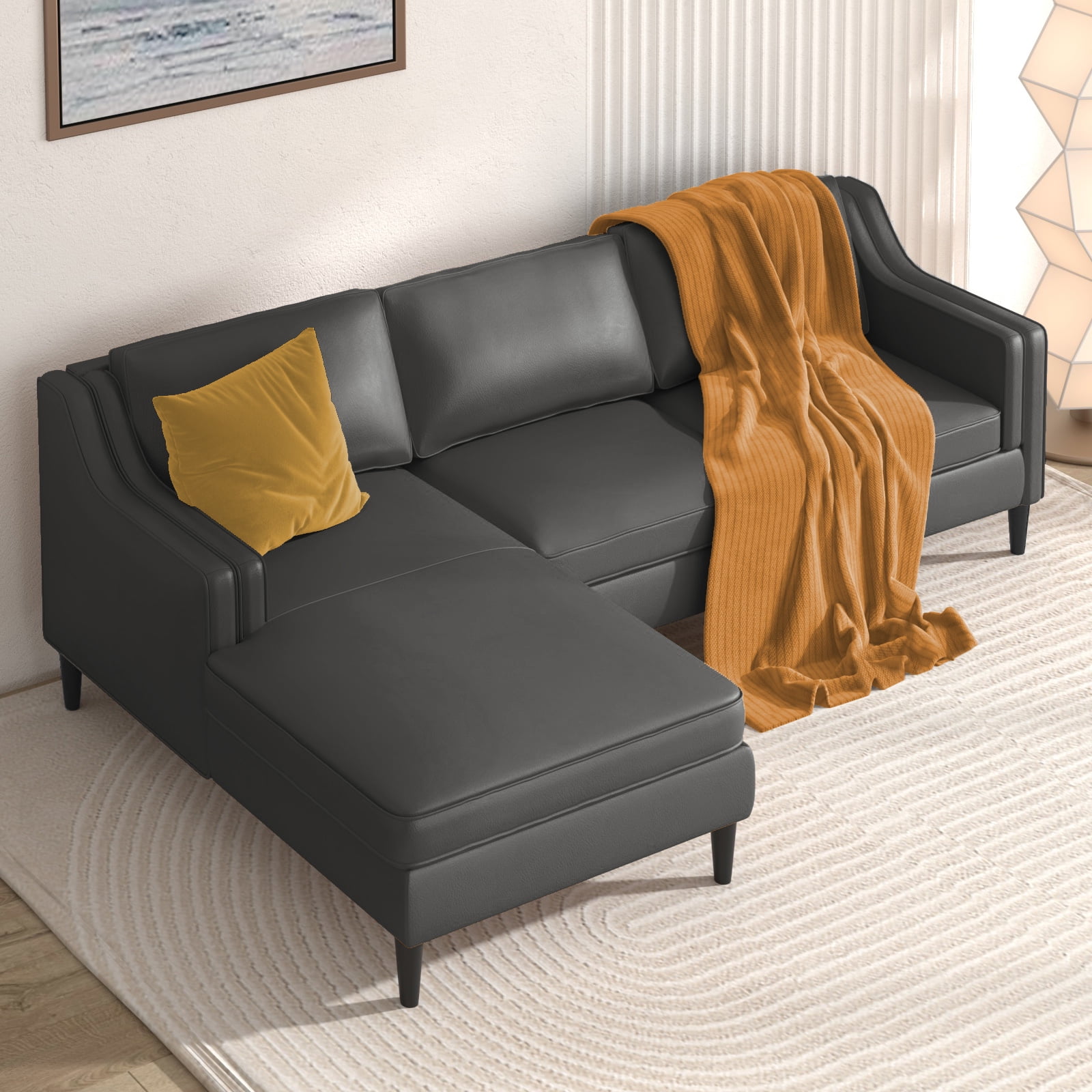 Balus 94 W L Shape Leather Sofa With