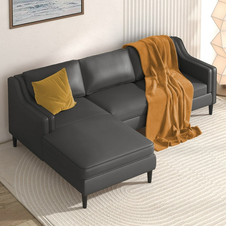 Tufted leather 2024 sectional with chaise