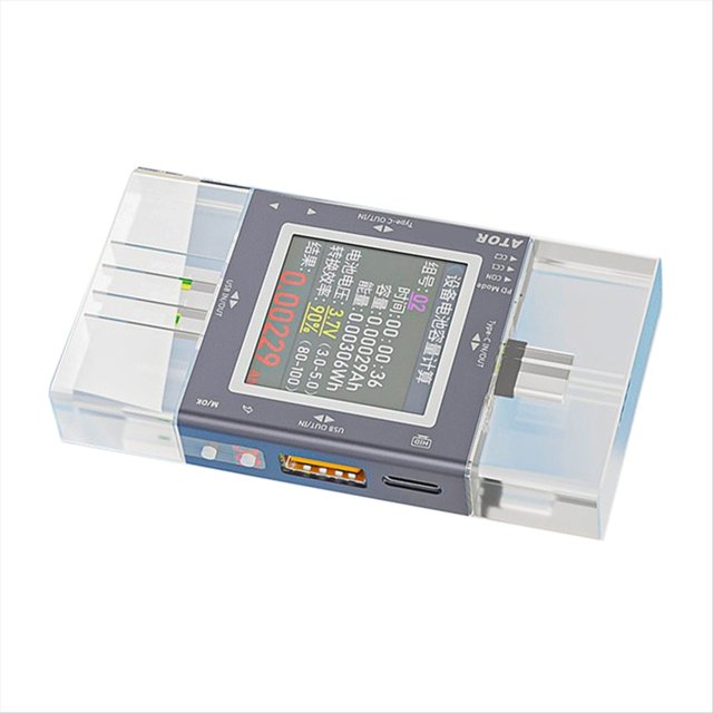Probador USB/Tipo C, Pantalla Digital Multifunción, Monitor de Voltaje y Corriente, Medidor de Potencia para Teléfono Tipo C, Carga Rápida PD3.0.