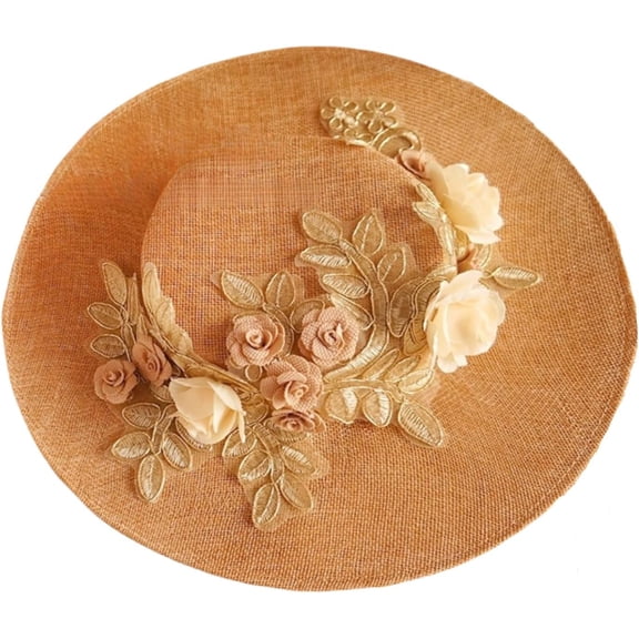 Kukuzhu Women's Victorian Tea Party Sun Hat, Lolita Wide Brim Ribbons Flower Flat Bonnet Cap with Bow